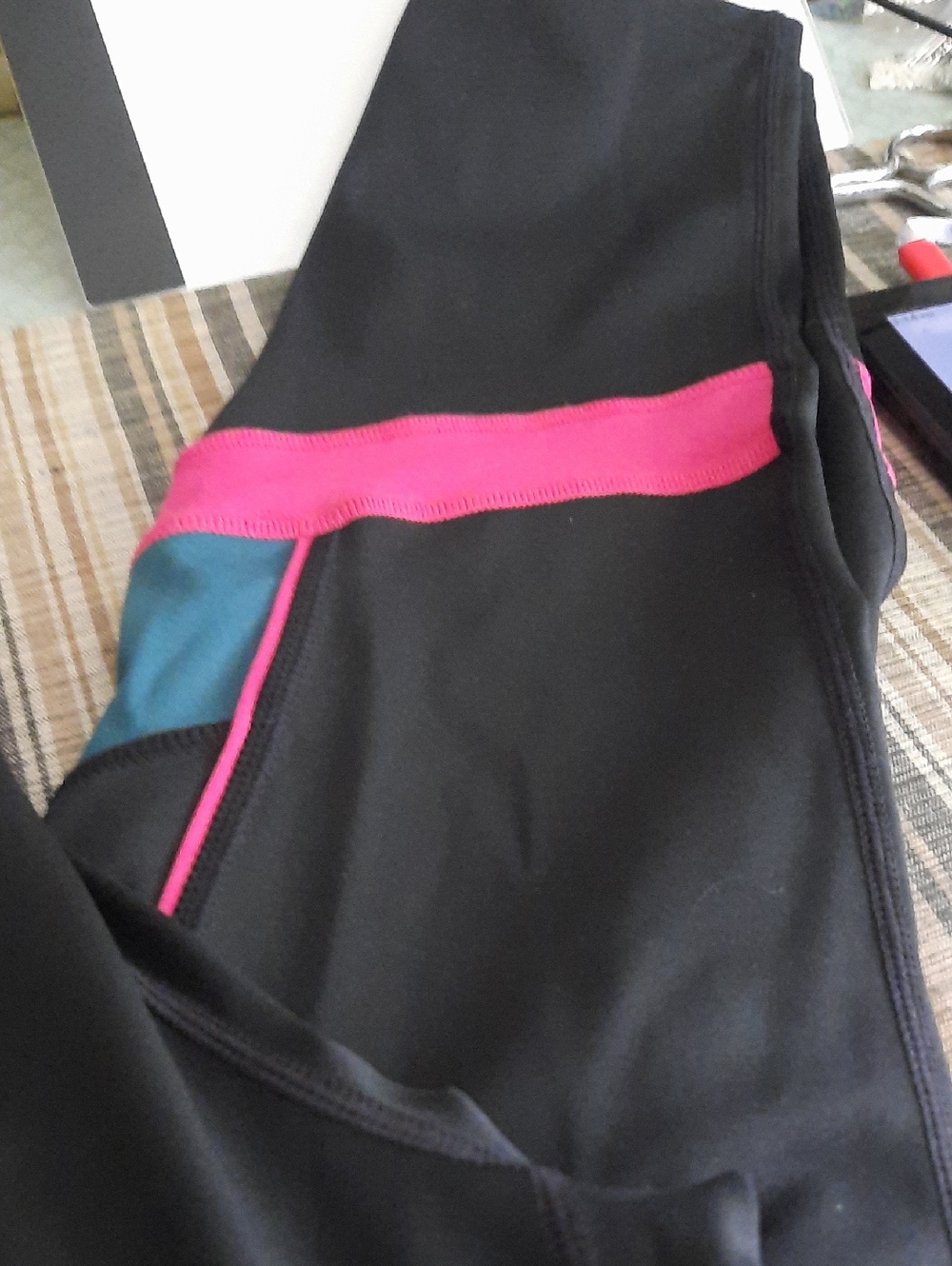 Black Leggings with Hot Pink Trim - Picture 2 of 4